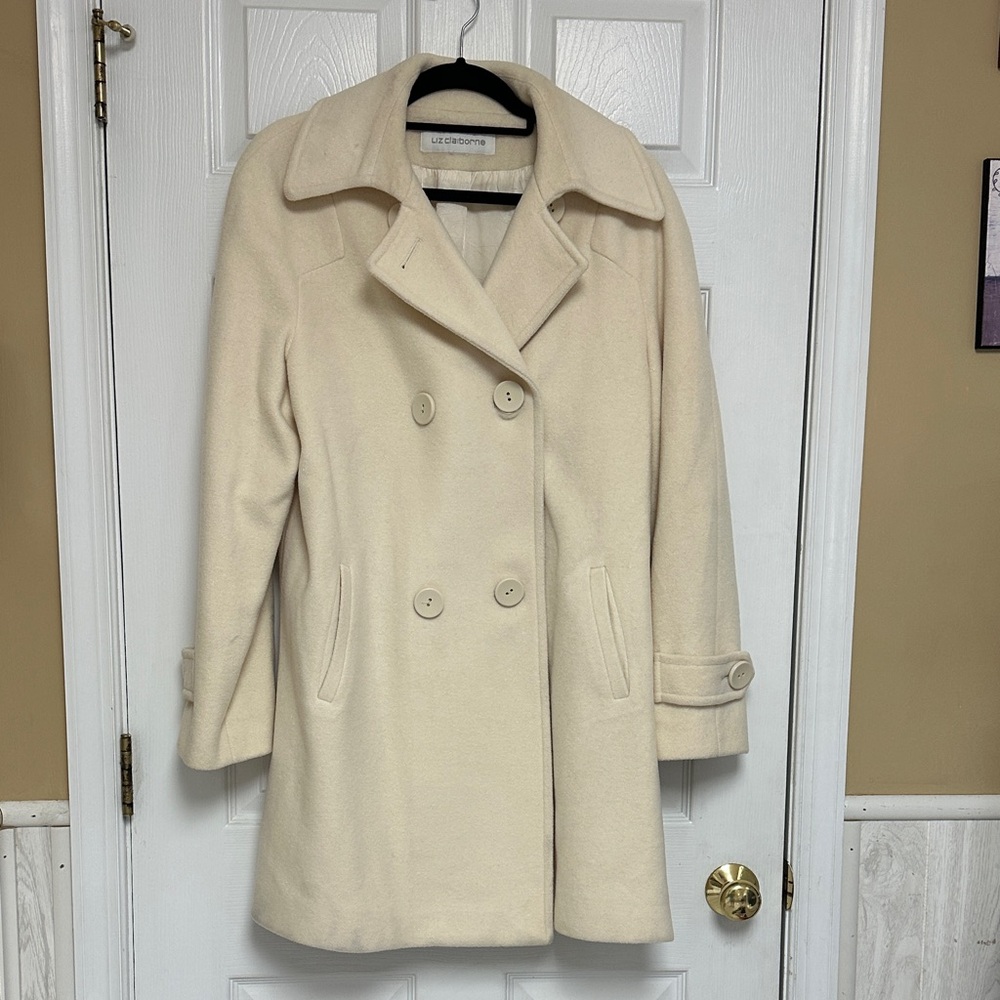 Liz Claiborne Ivory Pea Coat